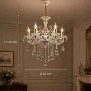 Żyrandol SANSSOUCI 6xE14 Kryształ i metal – Klasyczny design, srebrno-biały - 01_CC220-6WH.png