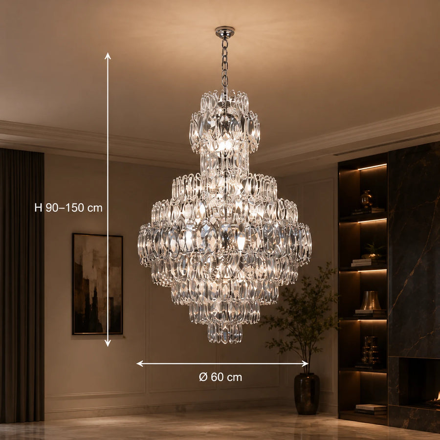 Żyrandol kryształowy WINDSOR Grande Supremo 14xE14, średnica 60X90cm, błyszczący chrom, regulowana wysokość - 01_CC800-600X900CH.png