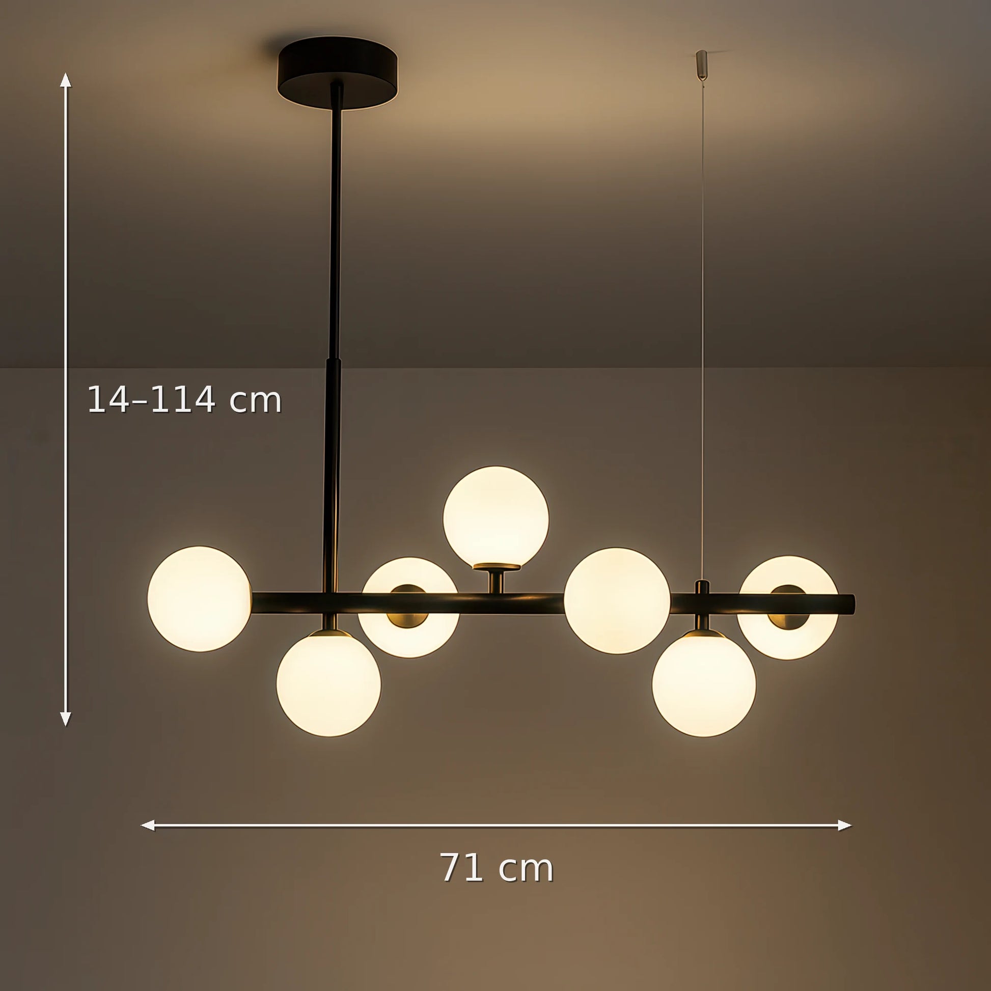 Nowoczesny żyrandol z żarówką LOFT Pavilion, 7x G9, czarny, metal, regulowana wysokość - 01_LC800-7BK.png