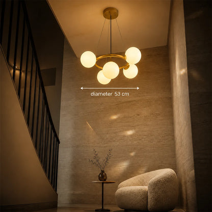 Żyrandol komorowy LOFT, 5x G9, białe złoto, metal, regulowana wysokość, nowoczesny - 01_LC802-5GD.png