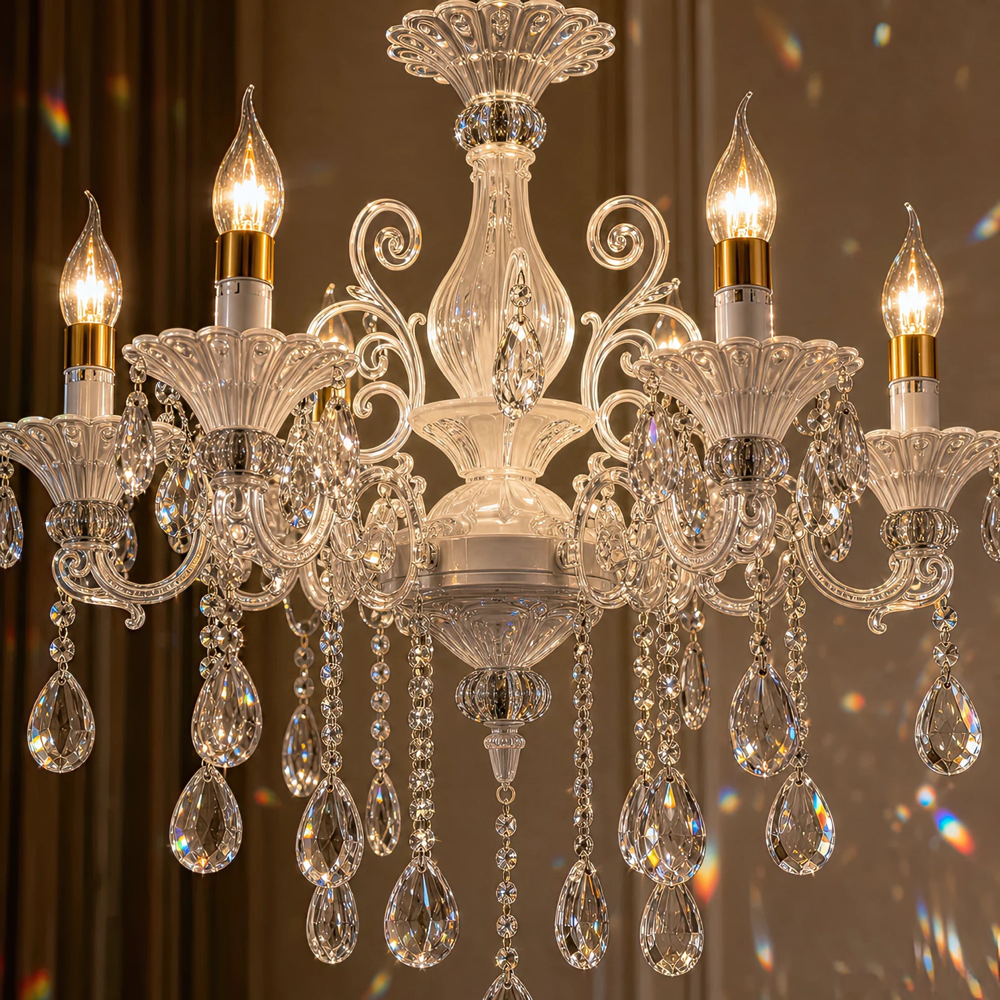 Żyrandol SANSSOUCI 6xE14 Kryształ i metal – Klasyczny design, srebrno-biały - 05_CC220-6WH.png