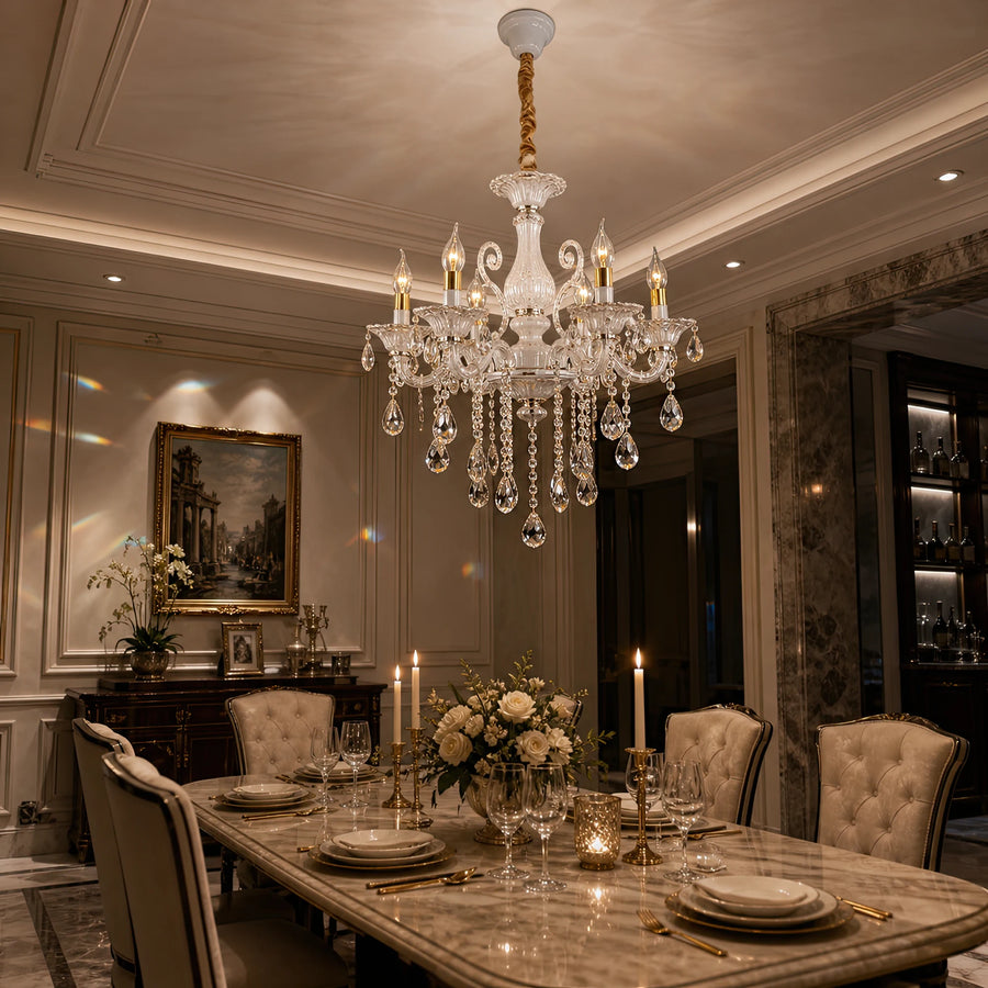 Żyrandol SANSSOUCI 6xE14 Kryształ i metal – Klasyczny design, srebrno-biały - 06_CC220-6WH.png
