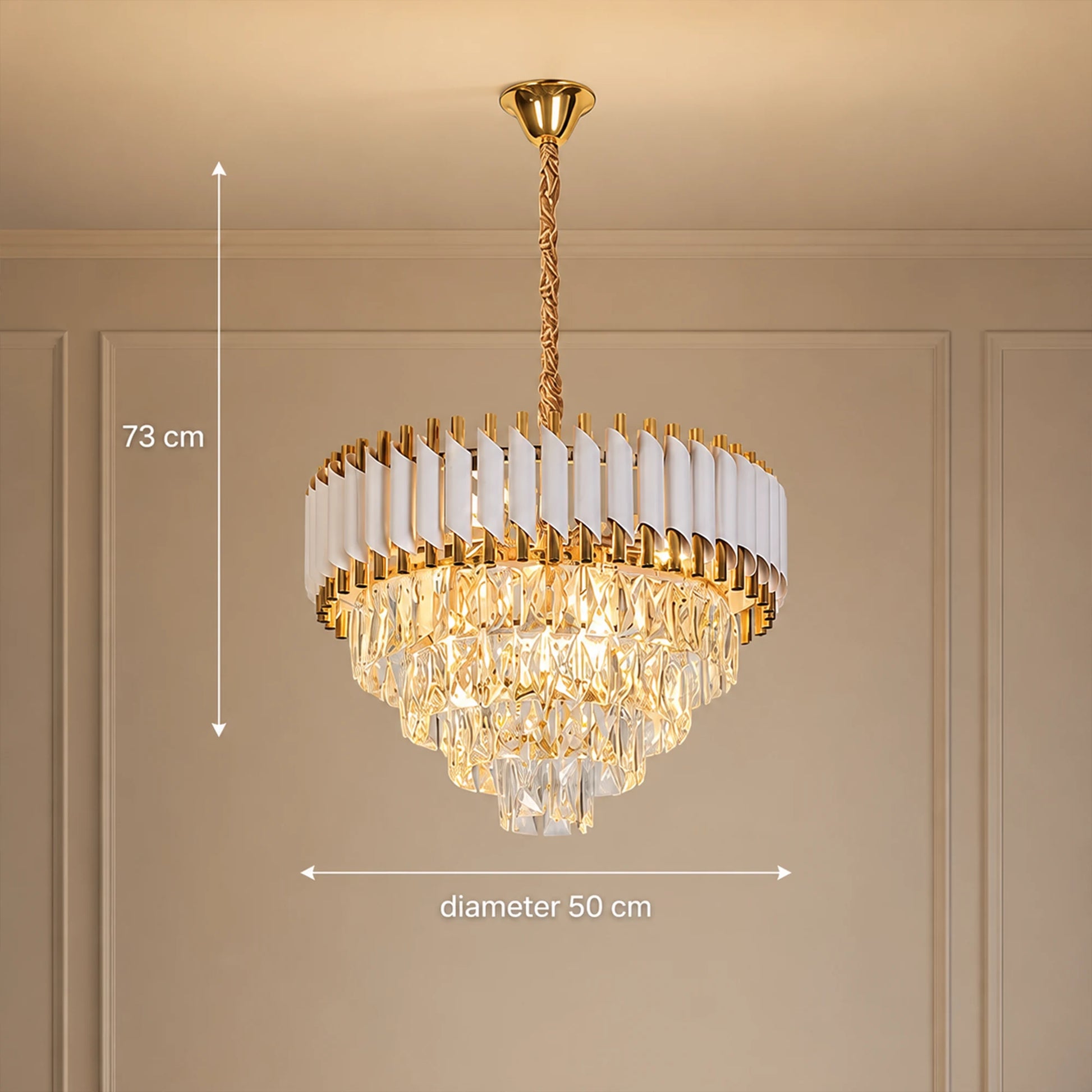 Żyrandol kryształowy VERSAILLES Elegance 8x E14, średnica 50cm, błyszczące złoto i biel, regulowana wysokość - 06_CC900-500WH.png