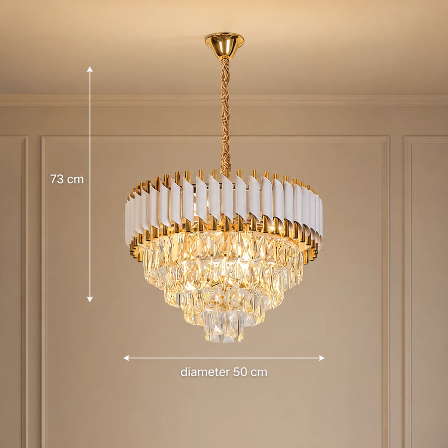 Żyrandol kryształowy VERSAILLES Elegance 8x E14, średnica 50cm, błyszczące złoto i biel, regulowana wysokość - 06_CC900-500WH.png