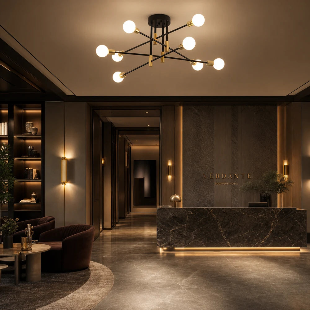 Lustra Modernist Hexa 8 Duo, 8x E27, Negru și Auriu, Design Modern - 06_LC362-8BKGD.png