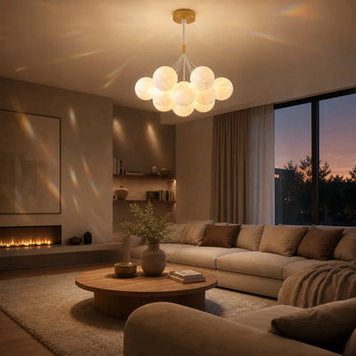 Żyrandol MODERN, wahadłowy, LOFT Bagliore, kula, 7xG9, regulowana wysokość, złoty