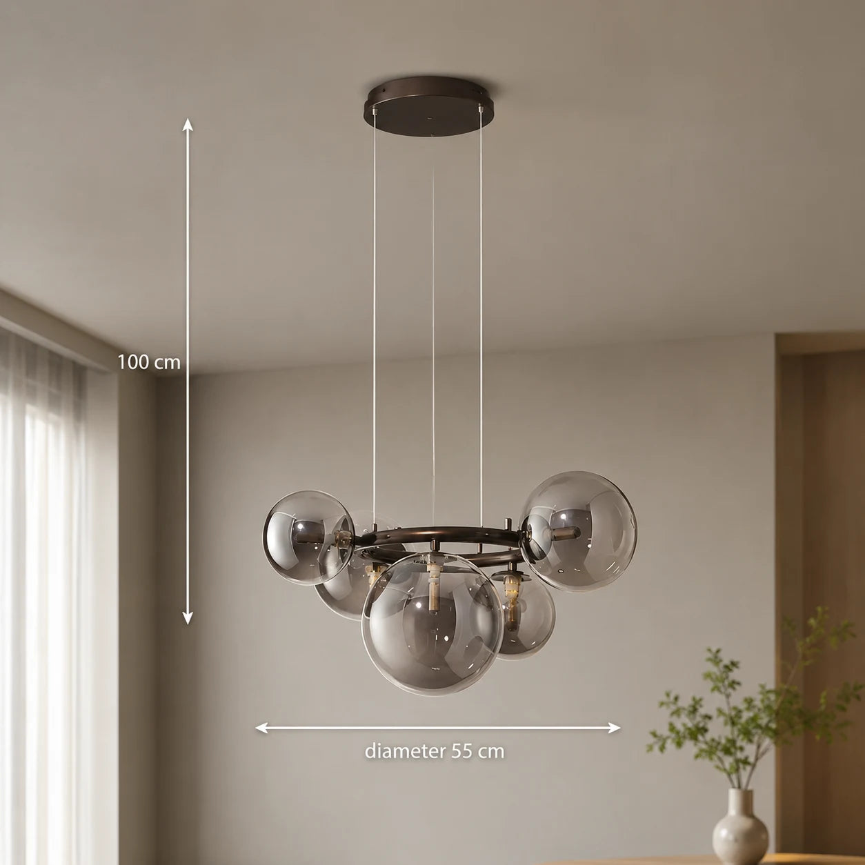 Lustra cu Abajur Rotund , VENERE Zodiaco ,1 Cerc 5xG9, Metal , Negru, Inaltime Reglabila - 07_LC811-5.png