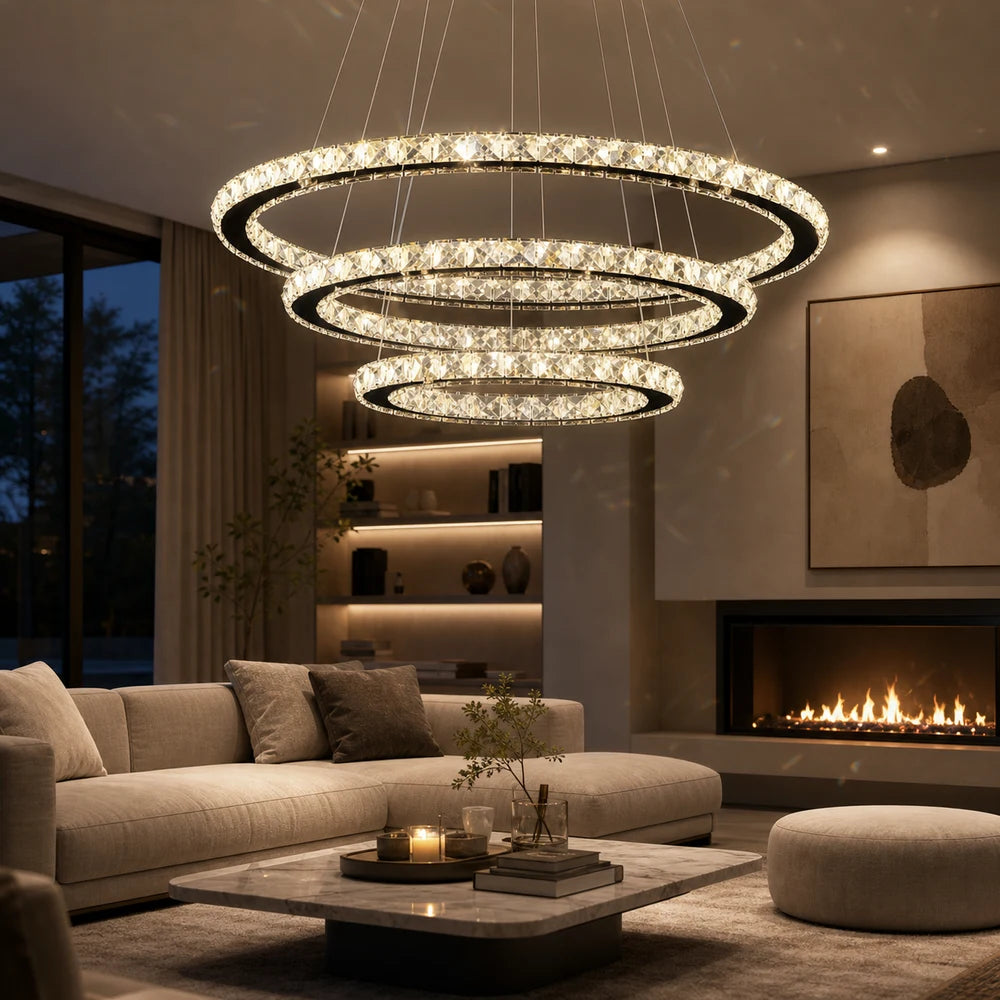 Zawieszany żyrandol LED z pilotem i kryształem PRISM LUMINIS 79W, 3 koła, światło zimne/ciepłe/neutralne, możliwość przyciemniania, chrom, regulowana wysokość - 08_LT029.png