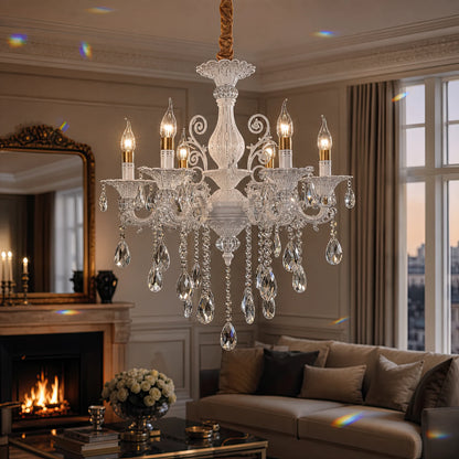 Żyrandol SANSSOUCI 6xE14 Kryształ i metal – Klasyczny design, srebrno-biały - 09_CC220-6WH.png