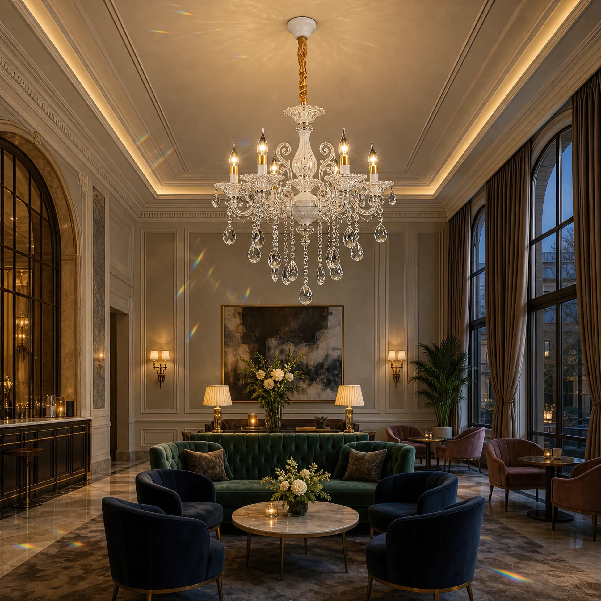 Żyrandol SANSSOUCI 6xE14 Kryształ i metal – Klasyczny design, srebrno-biały - 10_CC220-6WH.png