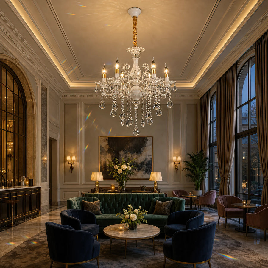 Żyrandol SANSSOUCI 6xE14 Kryształ i metal – Klasyczny design, srebrno-biały - 10_CC220-6WH.png