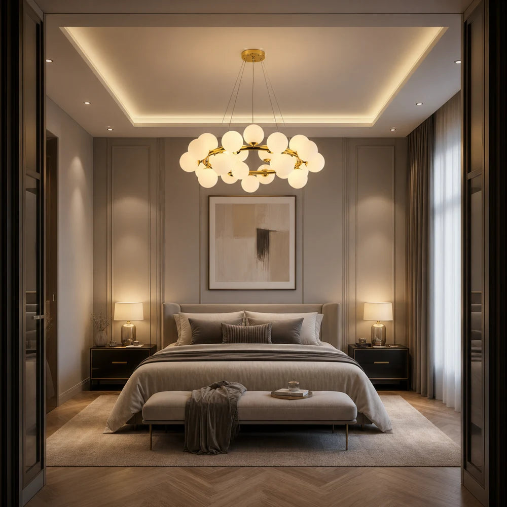 Żyrandol komorowy LOFT, 25x G9, białe złoto, metal, regulowana wysokość, nowoczesny - 09_LC802-25GD.png
