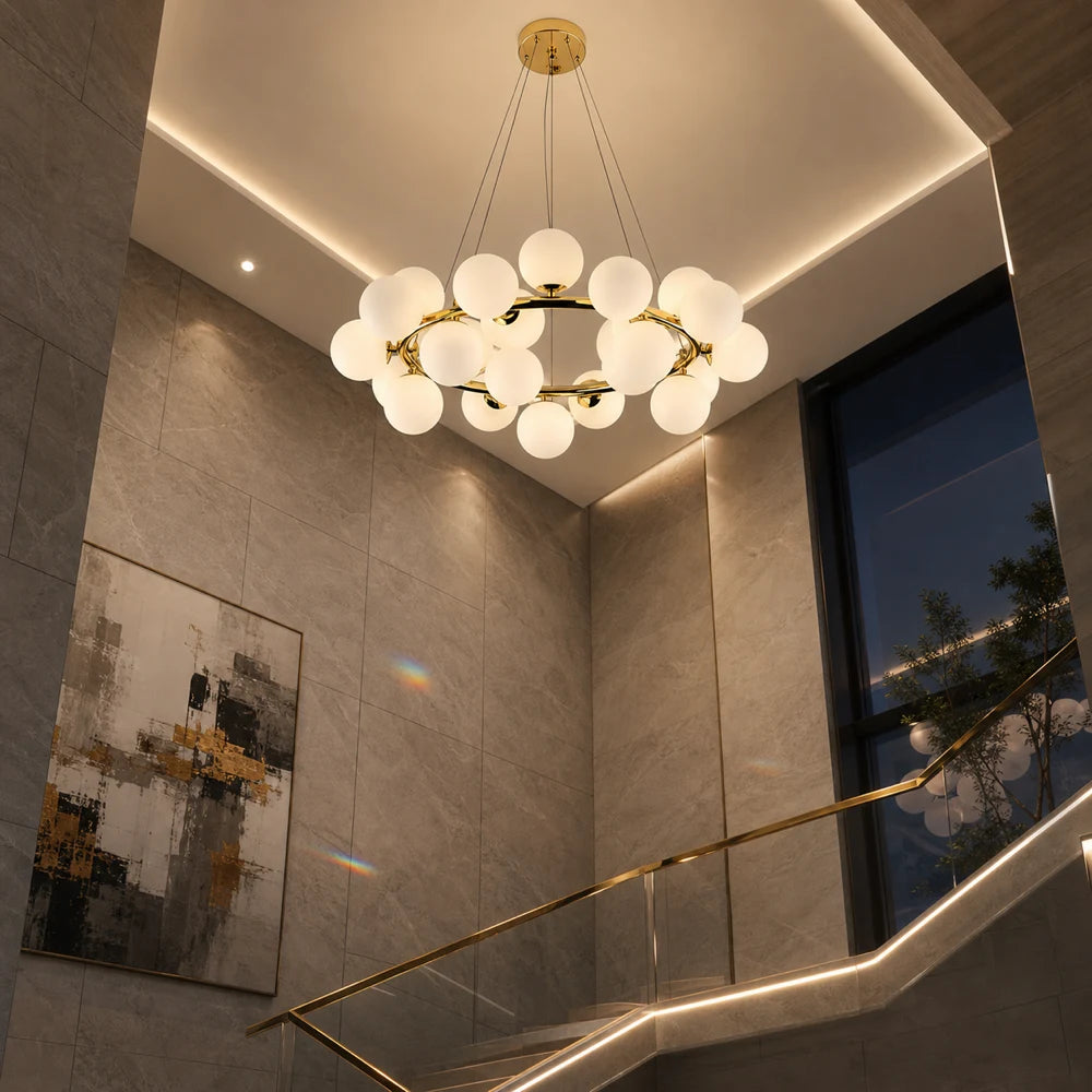 Żyrandol komorowy LOFT, 25x G9, białe złoto, metal, regulowana wysokość, nowoczesny - 10_LC802-25GD.png