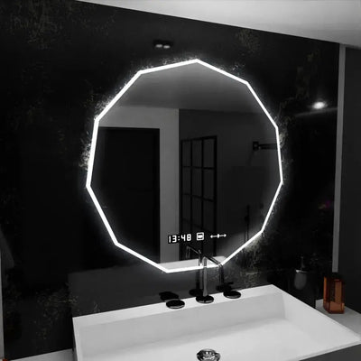 Lustro LED 60cm, czujnik POLIGON MotionGlow Marcello, system odmgławiania, zegar i termometr, możliwość przyciemniania