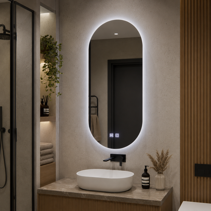 Owalne lusterko LED, 50 x 100 cm, Velara Touch, System Dismantile, Darkable
