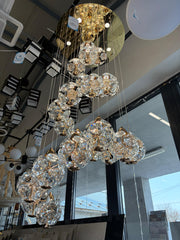 Żyrandol kryształowy LED KILKENNY Culmino, 144W, światło neutralne, średnica 60cm, złote nowoczesne żyrandole Domyślny tytuł Alessandro Design
