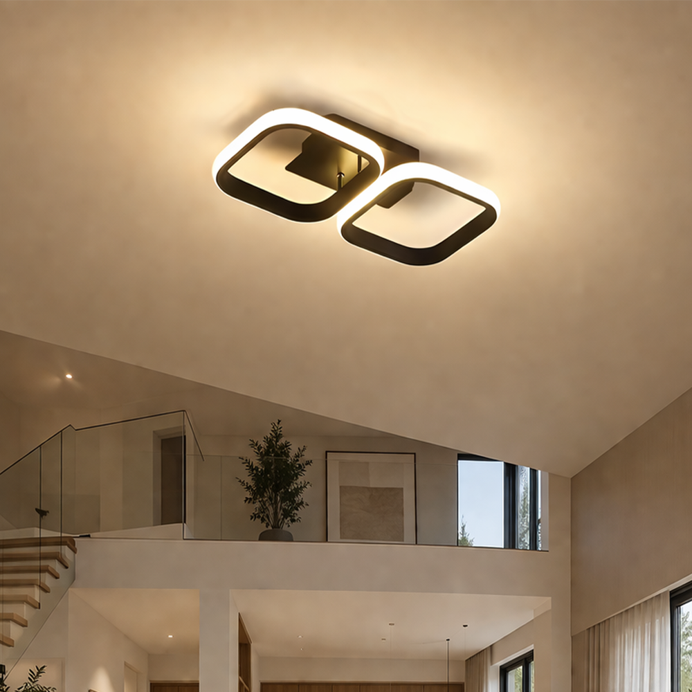 Żyrandol LED VERTEX 21W, 2 kwadraty, liniowy, światło zimne/ciepłe/neutralne, czarne żyrandole LED Domyślny tytuł Alessandro Design