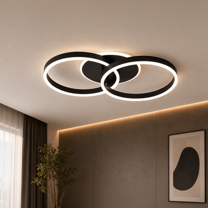Żyrandol LED z pilotem RIGA LILITH 34W, 2 koła, światło zimne/ciepłe/neutralne, możliwość przyciemniania, czarne Żyrandole LED z pilotem Domyślny tytuł Alessandro Design