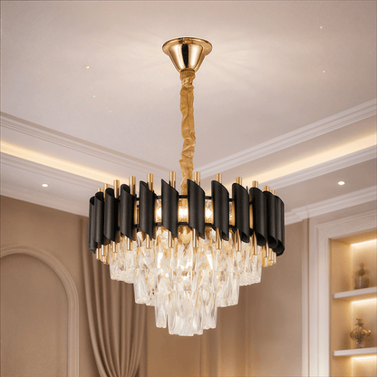 Żyrandol kryształowy VERSAILLES Nobile 5xE14, średnica 40cm, błyszczące złote i czarne żyrandole kryształowe Domyślny tytuł Alessandro Design