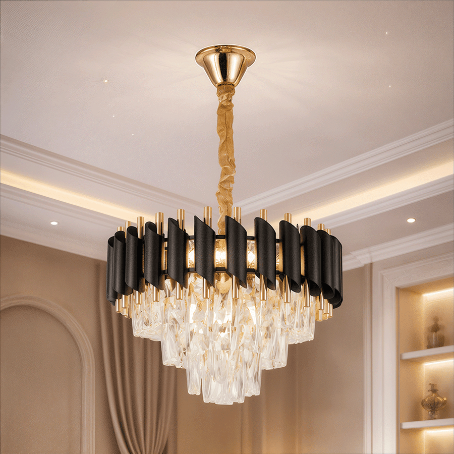 Żyrandol kryształowy VERSAILLES Nobile 5xE14, średnica 40cm, błyszczące złote i czarne żyrandole kryształowe Domyślny tytuł Alessandro Design