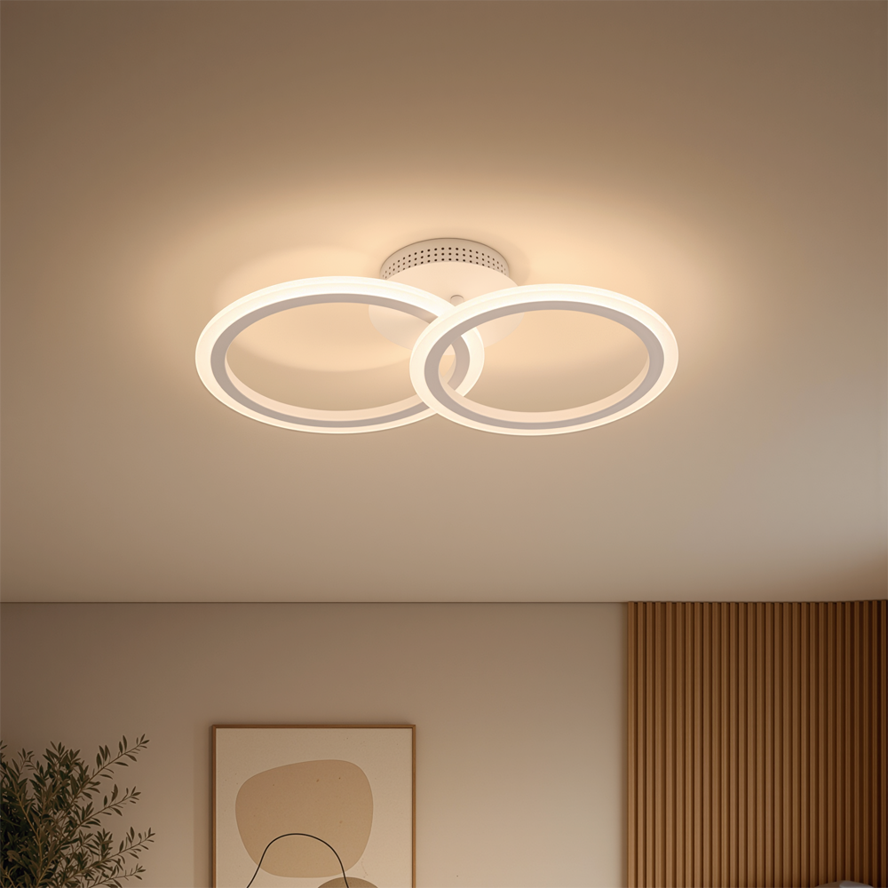 Żyrandol LED z pilotem BETTY 27W, 2 koła, światło zimne/ciepłe/neutralne, możliwość przyciemniania, biały żyrandol LED z pilotem Domyślny tytuł Alessandro Design