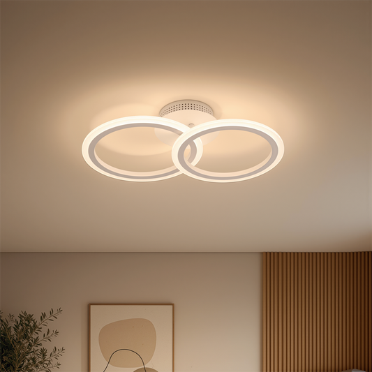 Żyrandol LED z pilotem BETTY 27W, 2 koła, światło zimne/ciepłe/neutralne, możliwość przyciemniania, biały żyrandol LED z pilotem Domyślny tytuł Alessandro Design
