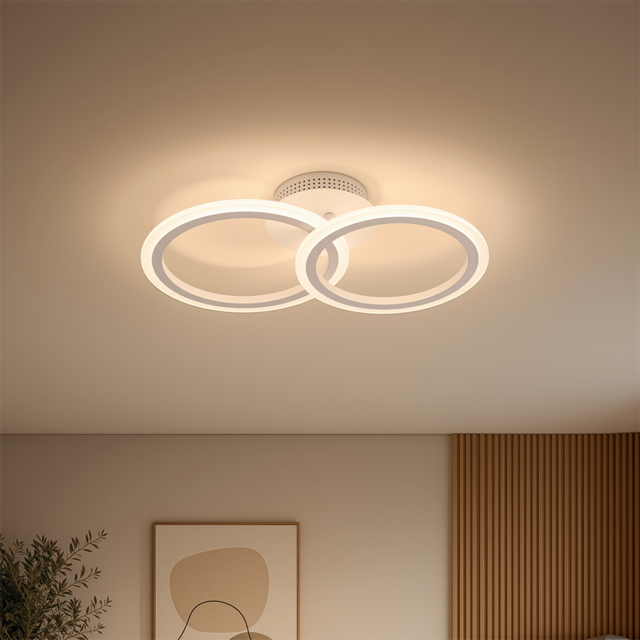 Żyrandol LED z pilotem BETTY 27W, 2 koła, światło zimne/ciepłe/neutralne, możliwość przyciemniania, biały żyrandol LED z pilotem Domyślny tytuł Alessandro Design