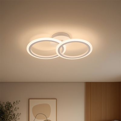 Żyrandol LED z pilotem BETTY 27W, 2 kółka, światło zimne/ciepłe/neutralne, możliwość przyciemniania, biały