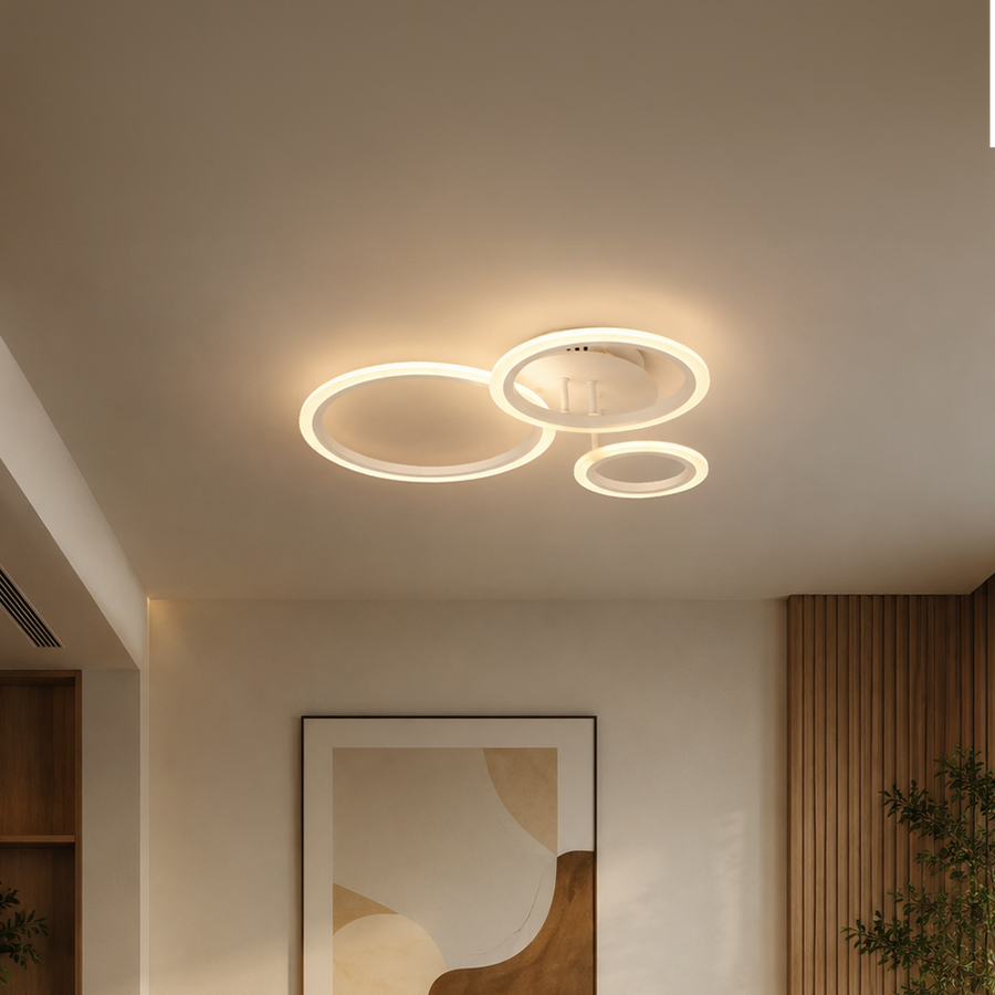 Żyrandol LED z pilotem BETTY 40W, 3 koła, światło zimne/ciepłe/neutralne, możliwość przyciemniania, białe, metalowe i akrylowe Żyrandole LED z pilotem Domyślny tytuł Alessandro Design