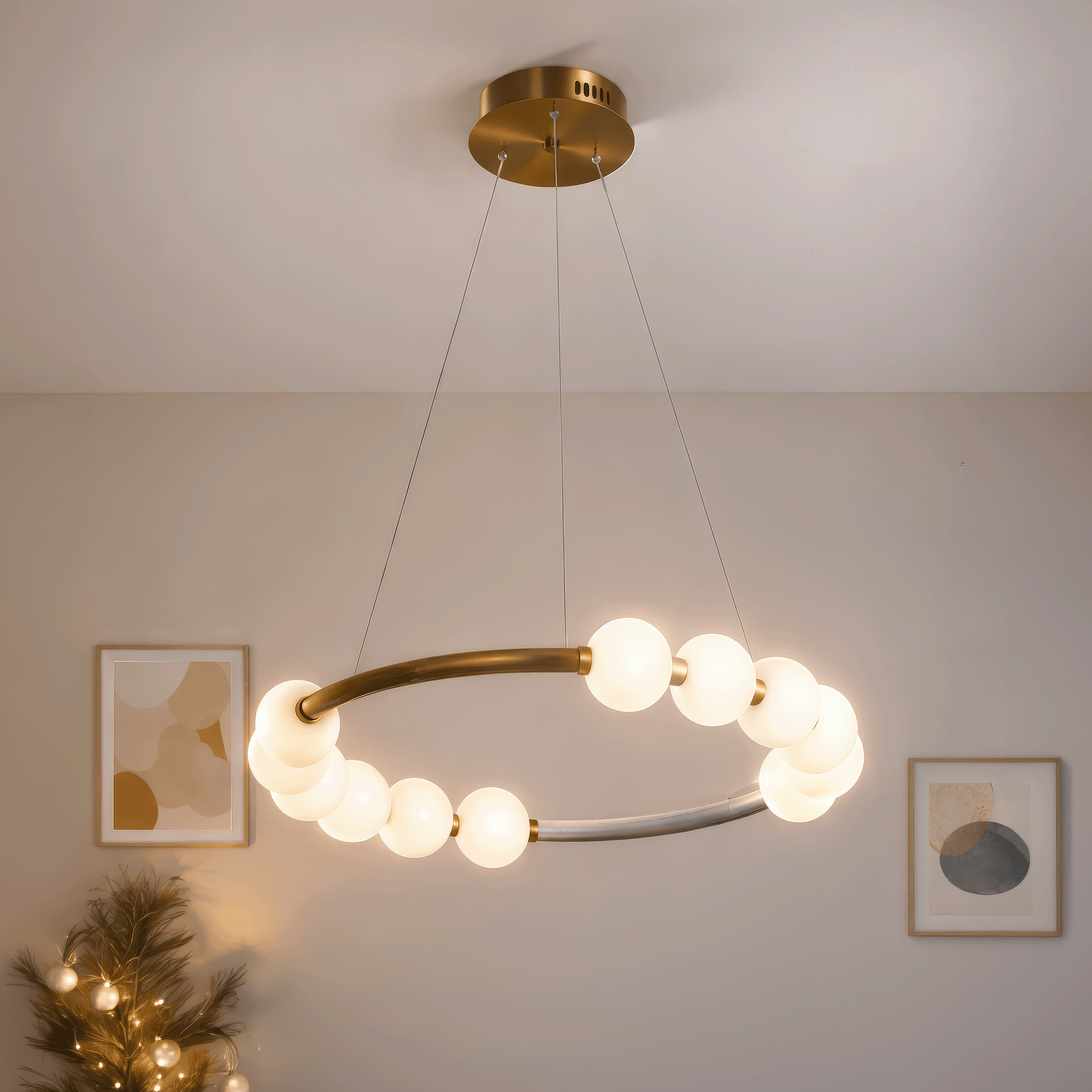 Lampa wisząca LED Akrylowa Nova 57W z pilotem, możliwość przyciemniania, 3000K/4000K/6000K, złote, metalowe i akrylowe żyrandole LED z pilotem Domyślny tytuł Alessandro Design