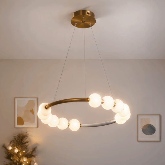 Lampa wisząca LED Akrylowa Nova 57W z pilotem, możliwość przyciemniania, 3000K/4000K/6000K, złote, metalowe i akrylowe żyrandole LED z pilotem Domyślny tytuł Alessandro Design