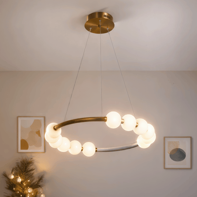 Żyrandol wiszący LED Nova 57W akrylowy z pilotem, ściemnialny, 3000K/4000K/6000K, złoty, metal i akryl
