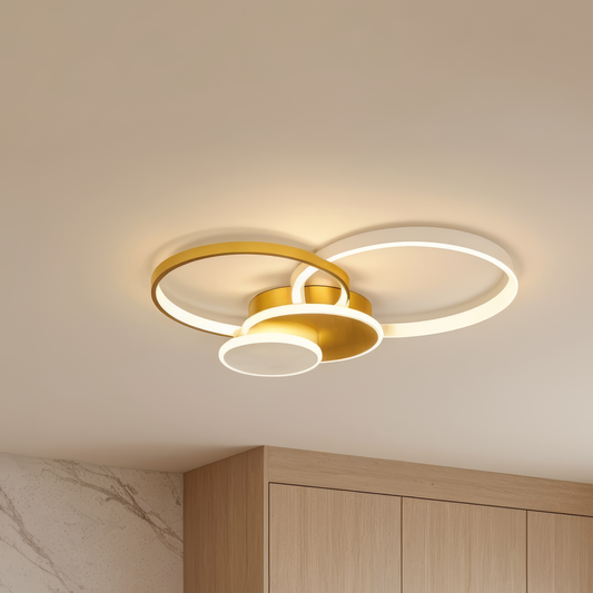 Żyrandol LED z pilotem KILLIAN 80W, 4 koła, światło zimne/ciepłe/neutralne, możliwość przyciemniania, złote żyrandole LED z pilotem Domyślny tytuł Alessandro Design