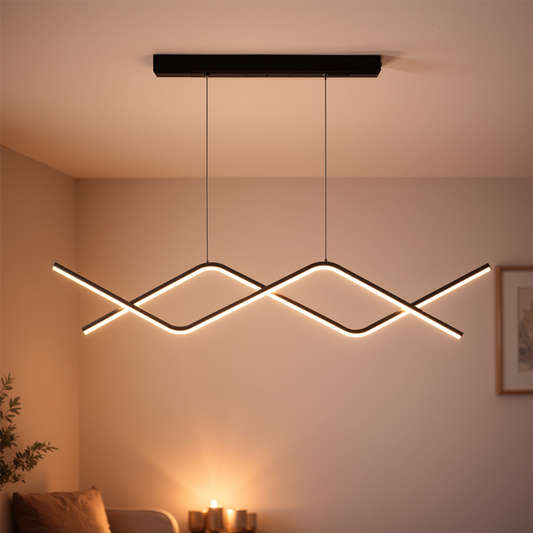 Zawieszany żyrandol LED z pilotem ZIGZAG 27W, światło zimne/ciepłe/neutralne, możliwość przyciemniania, czarny, żyrandole LED z regulacją wysokości z pilotem Domyślny tytuł Alessandro Design
