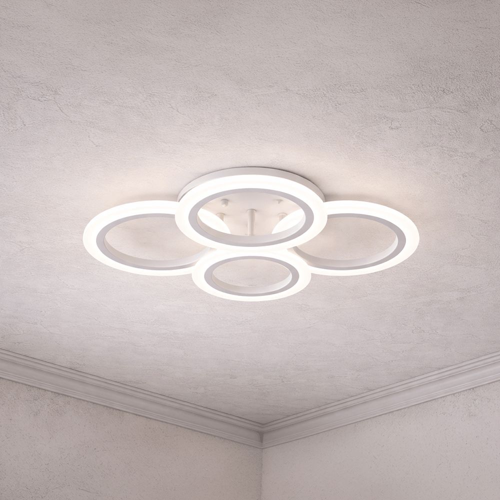 Żyrandol LED z pilotem BETTY 43W, 4 koła, światło zimne/ciepłe/neutralne, możliwość przyciemniania, biały Żyrandol LED z pilotem Domyślny tytuł Alessandro Design