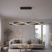 Zawieszany żyrandol LED z pilotem, FLUX, 27W, 116cm, światło zimne/ciepłe/neutralne 3000K/4000K/6000K, możliwość przyciemniania, czarny, regulowana wysokość, metalowe i silikonowe nowoczesne żyrandole Domyślny tytuł Alessandro Design