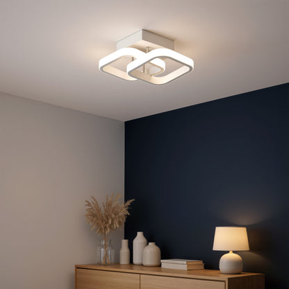 Żyrandol LED VERTEX Matrix, nakładające się diamenty, metalowe ramki, 24W, 2 diamenty, światło zimne/ciepłe/neutralne 3000K/4000K/6000K, białe żyrandole LED domyślny tytuł Alessandro Design
