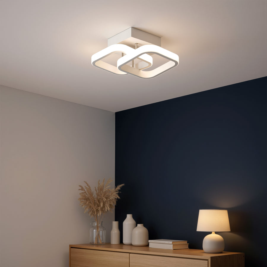 Żyrandol LED VERTEX Matrix, nakładające się diamenty, metalowe ramki, 24W, 2 diamenty, światło zimne/ciepłe/neutralne 3000K/4000K/6000K, białe żyrandole LED domyślny tytuł Alessandro Design