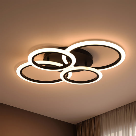 Żyrandol LED z pilotem BETTY 43W, 4 koła, światło zimne/ciepłe/neutralne, możliwość przyciemniania, czarne żyrandole LED z pilotem Domyślny tytuł Alessandro Design