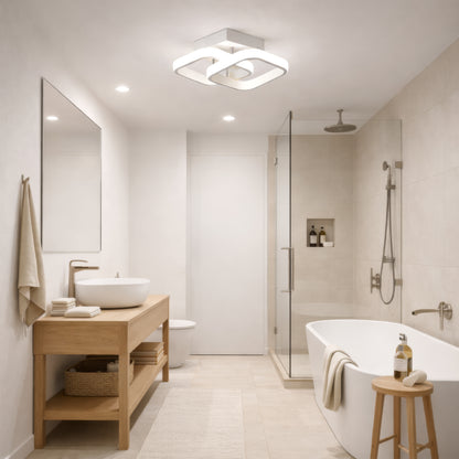 Żyrandol LED VERTEX Matrix, nakładające się diamenty, metalowe ramki, 24W, 2 diamenty, światło zimne/ciepłe/neutralne 3000K/4000K/6000K, białe żyrandole LED domyślny tytuł Alessandro Design