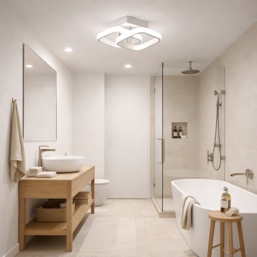Żyrandol LED VERTEX Matrix, nakładające się diamenty, metalowe ramki, 24W, 2 diamenty, światło zimne/ciepłe/neutralne 3000K/4000K/6000K, białe żyrandole LED domyślny tytuł Alessandro Design