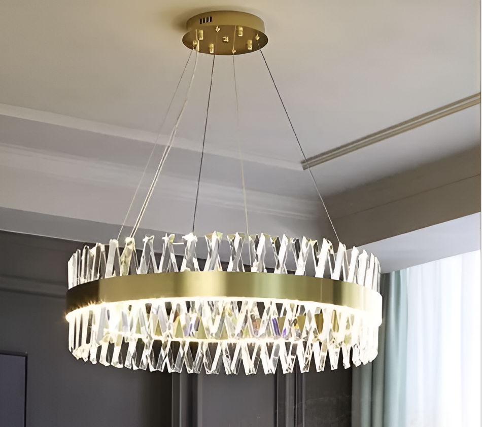 Żyrandol LED CASERTA Magno z pilotem, 68W, możliwość przyciemniania, 3000K/4000K/6000K, średnica 60cm, złote żyrandole kryształowe Domyślny tytuł Alessandro Design