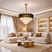 Żyrandol kryształowy VERSAILLES Nobile 5xE14, średnica 40cm, błyszczące złote i czarne żyrandole kryształowe Domyślny tytuł Alessandro Design