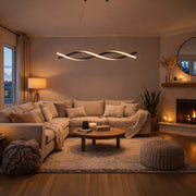 Zawieszany żyrandol LED z pilotem, FLUX, 27W, 116cm, światło zimne/ciepłe/neutralne 3000K/4000K/6000K, możliwość przyciemniania, czarny, regulowana wysokość, metalowe i silikonowe nowoczesne żyrandole Domyślny tytuł Alessandro Design