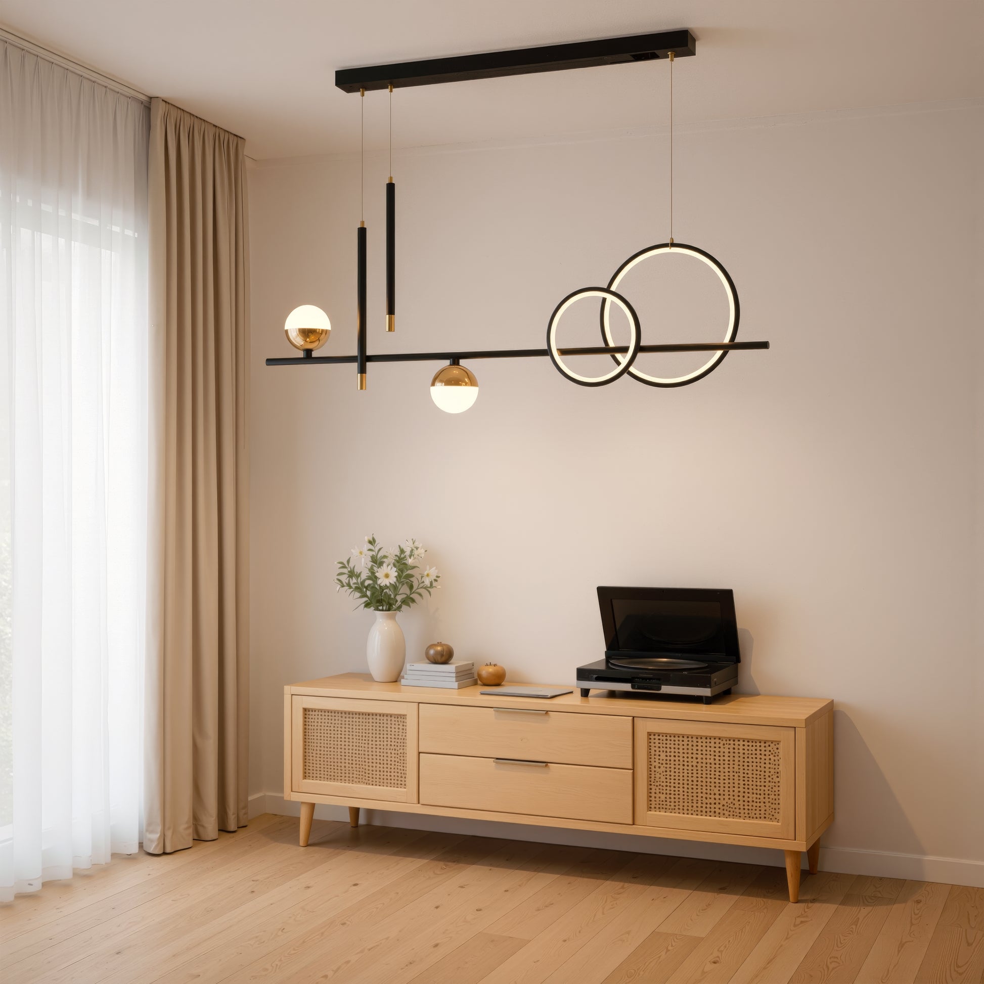 Zawieszany żyrandol LED z pilotem DAMARA 44W, światło zimne/ciepłe/neutralne, możliwość przyciemniania, czarny, żyrandole LED z regulacją wysokości z pilotem Domyślny tytuł Alessandro Design