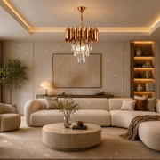 Żyrandol Kryształowy VERSAILLES Petito 3xE14, Średnica 30cm, Złoty, Regulowana Wysokość, Metalowe i Kryształowe Żyrandole Kryształowe Domyślny Tytuł Alessandro Design