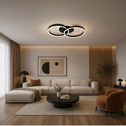 Żyrandol LED z pilotem RIGA LILITH 34W, 2 koła, światło zimne/ciepłe/neutralne, możliwość przyciemniania, czarne Żyrandole LED z pilotem Domyślny tytuł Alessandro Design