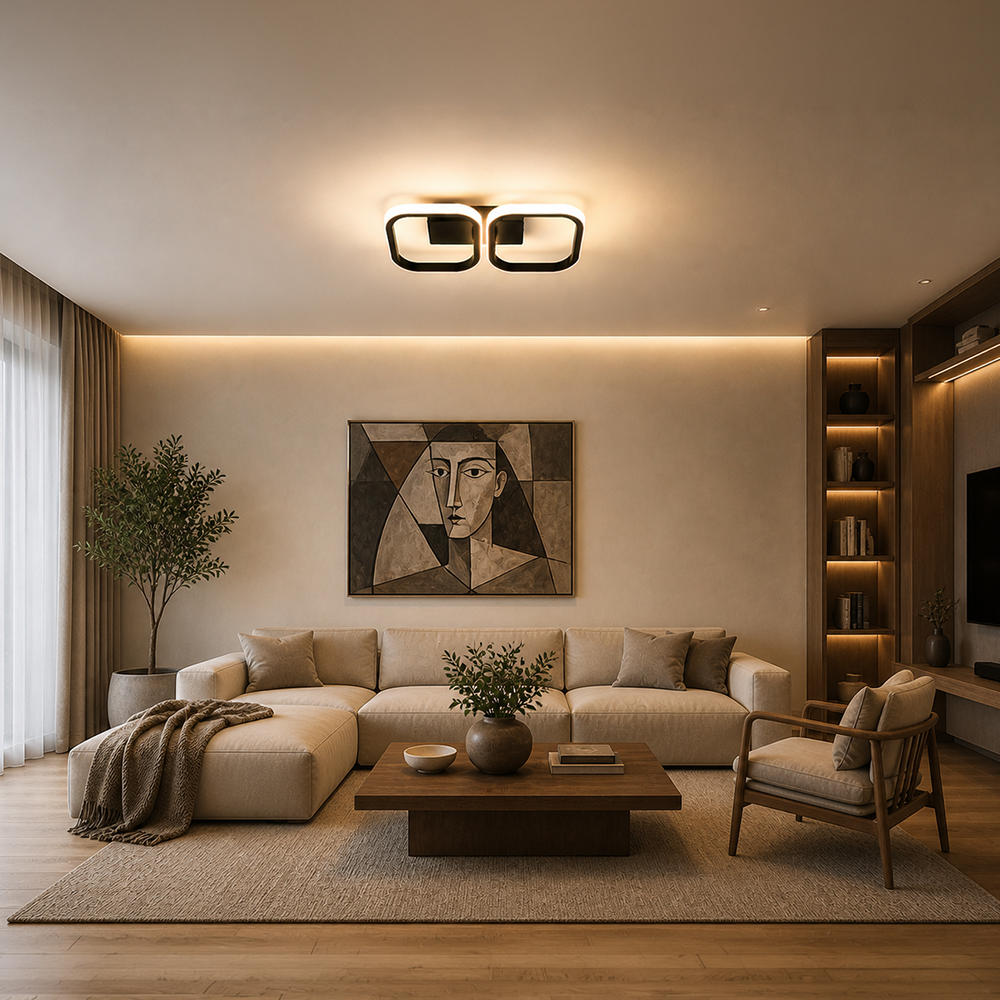 Żyrandol LED VERTEX 21W, 2 kwadraty, liniowy, światło zimne/ciepłe/neutralne, czarne żyrandole LED Domyślny tytuł Alessandro Design
