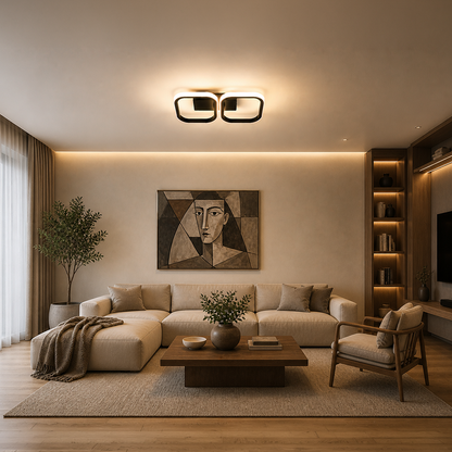 Żyrandol LED VERTEX 21W, 2 kwadraty, liniowy, światło zimne/ciepłe/neutralne, czarne żyrandole LED Domyślny tytuł Alessandro Design