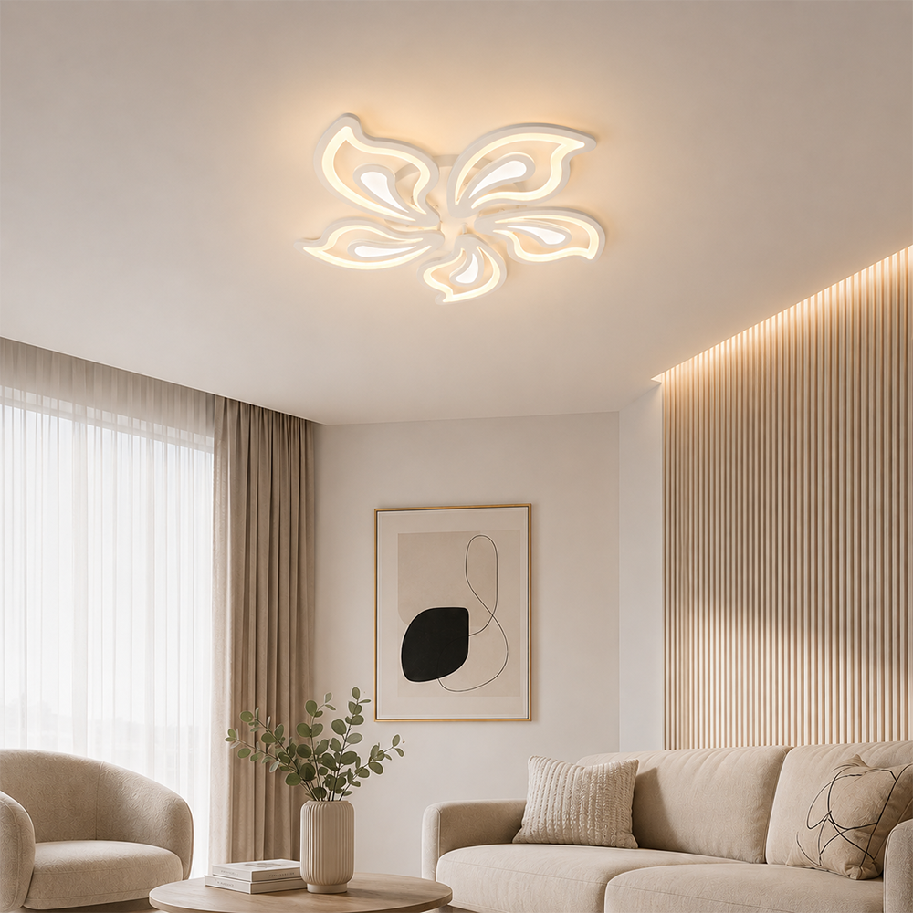 Żyrandol LED z pilotem LILY 86W, 5 elementów, światło zimne/ciepłe/neutralne, możliwość przyciemniania, biały Żyrandol LED z pilotem Domyślny tytuł Alessandro Design